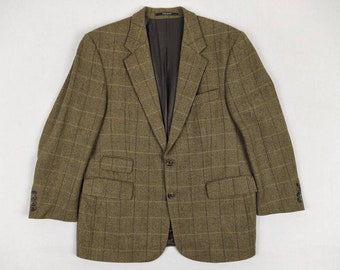 YVES SAINT LAURENT Pour Homme vintage brown windowpane check wool tweed sport coat jacket