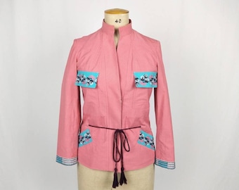 KENZO vintage salmon pink cotton jacket with drawstring belt
