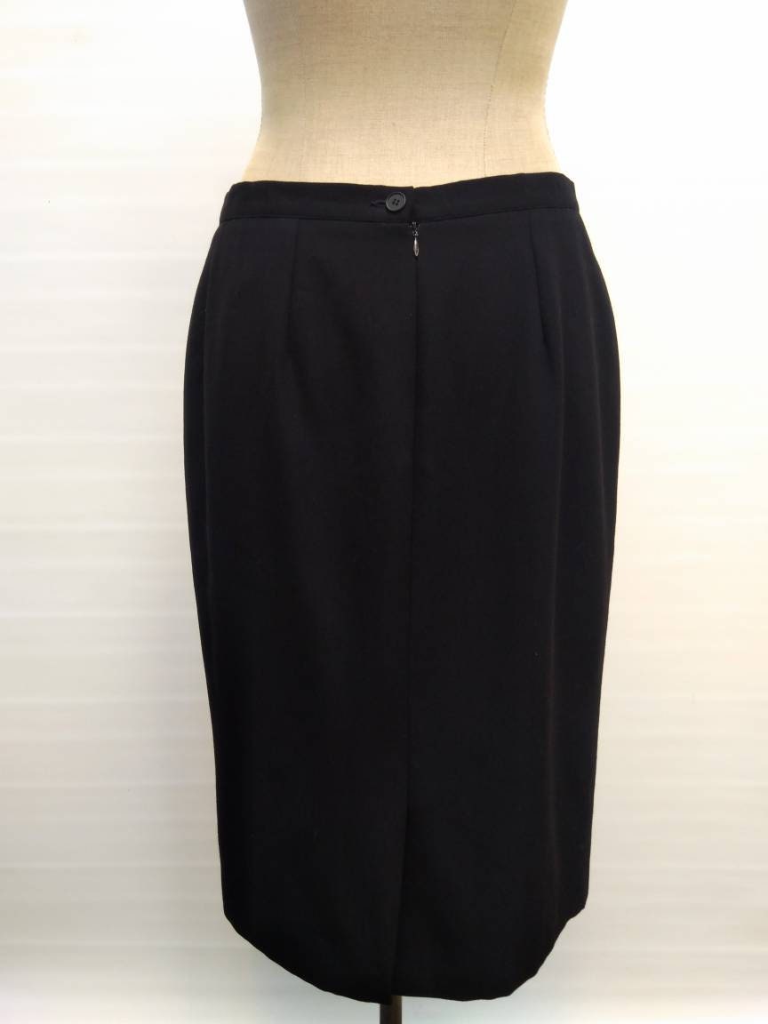 YVES SAINT LAURENT vintage 90s black wool gabardine pencil skirt