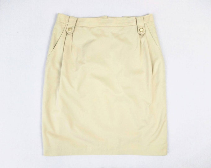 BURBERRYS vintage cream cotton pegged pencil skirt with pockets