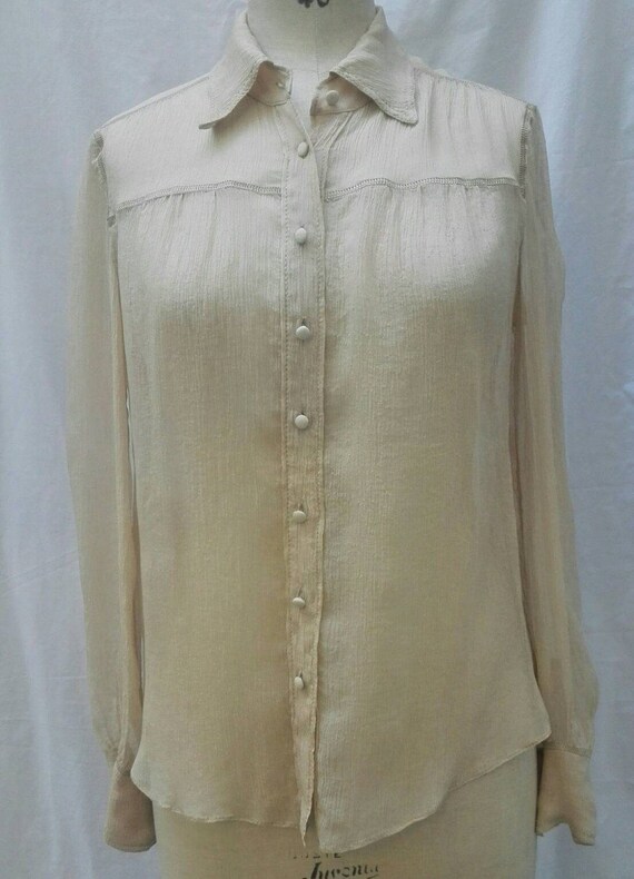 MIU MIU vintage 90s nude sheer silk crepe blouse
