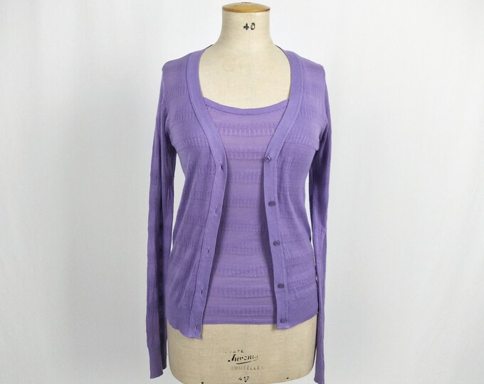 VANESSA BRUNO ATHE pre-owned lavender fine cotton knit twin set