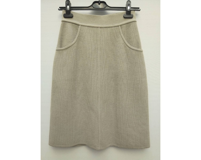 SONIA RYKIEL vintage 90s sandy grey waffle knit wool skirt