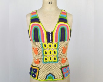 DONALDSON vintage colorful Mickey Mouse crochet tank top