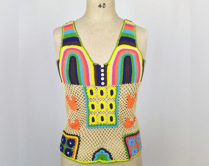 DONALDSON vintage colorful Mickey Mouse crochet tank top