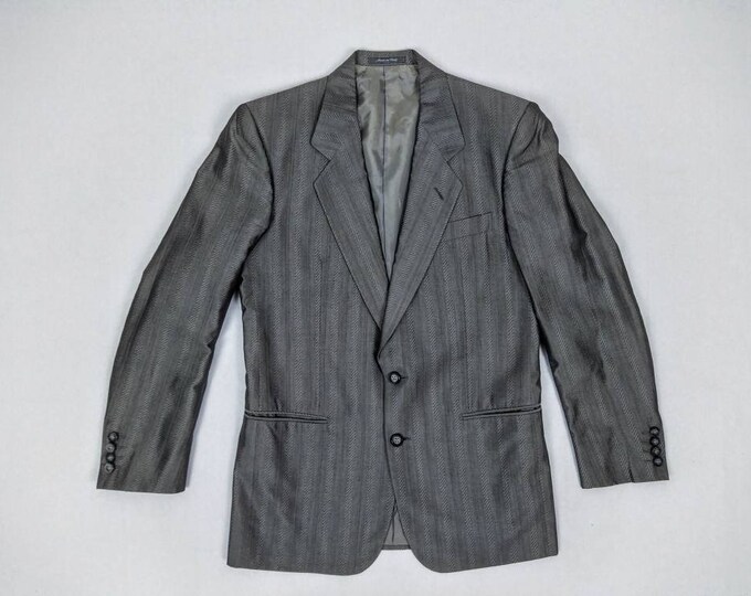 YVES SAINT LAURENT vintage 80s men's silver grey 100% silk sport jacket