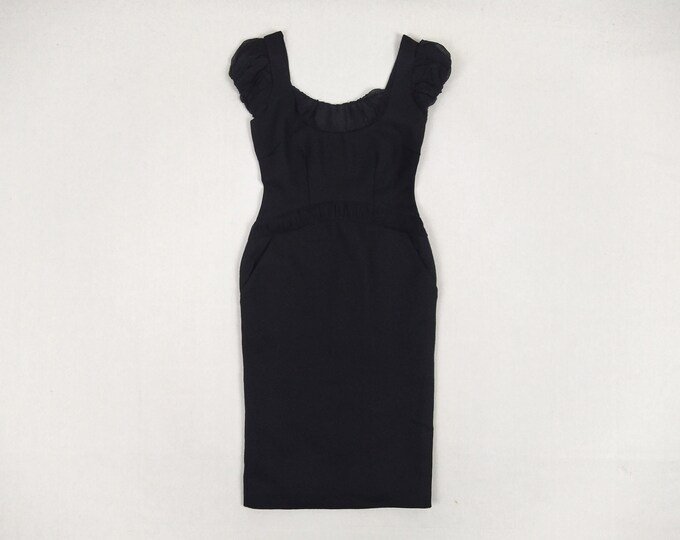 SPORTMAX pre-owned black wool and silk wiggle cocktail dress