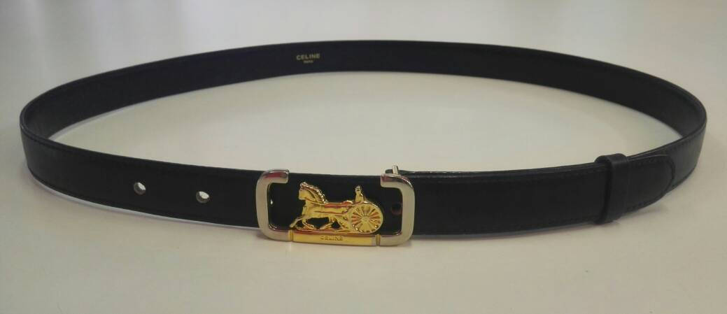 CELINE vintage 90s black belt with horse carriage buckle CELINE vintage 90s black belt with horse carriage buckle