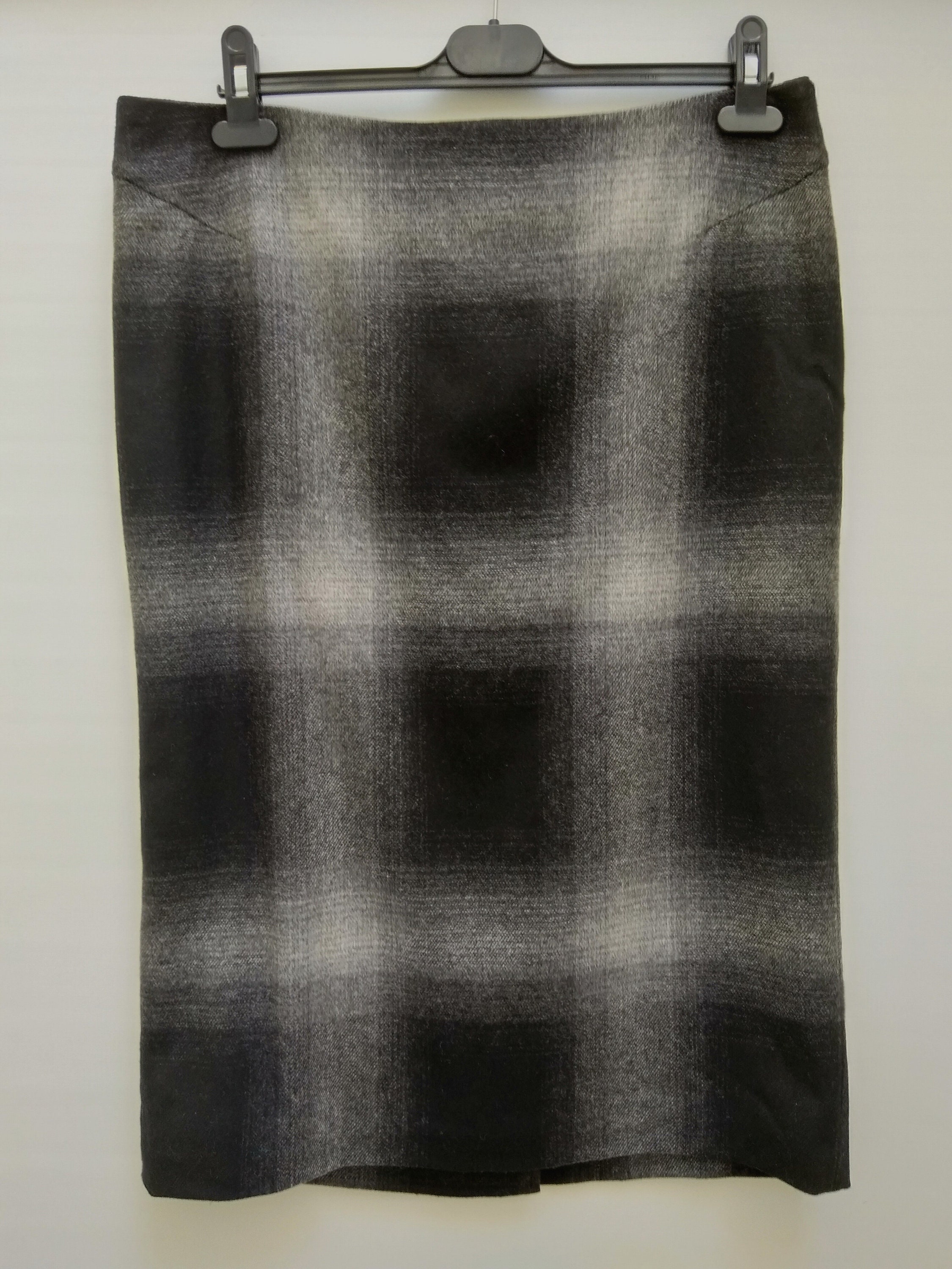 MAX MARA STUDIO pre-owned monochrome plaid wool pencil skirt