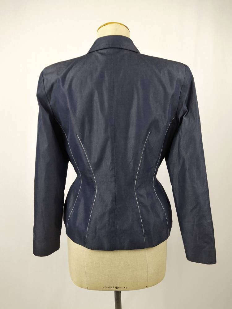 THIERRY MUGLER vintage 90s blue cotton sculptural jacket