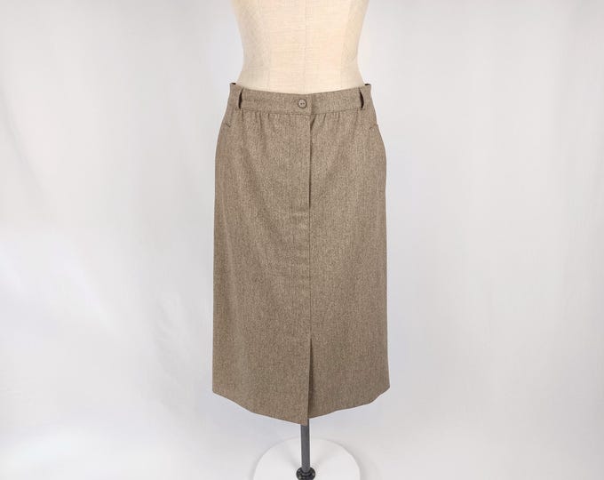 ESCADA 80s vintage heather brown wool midi skirt with pockets