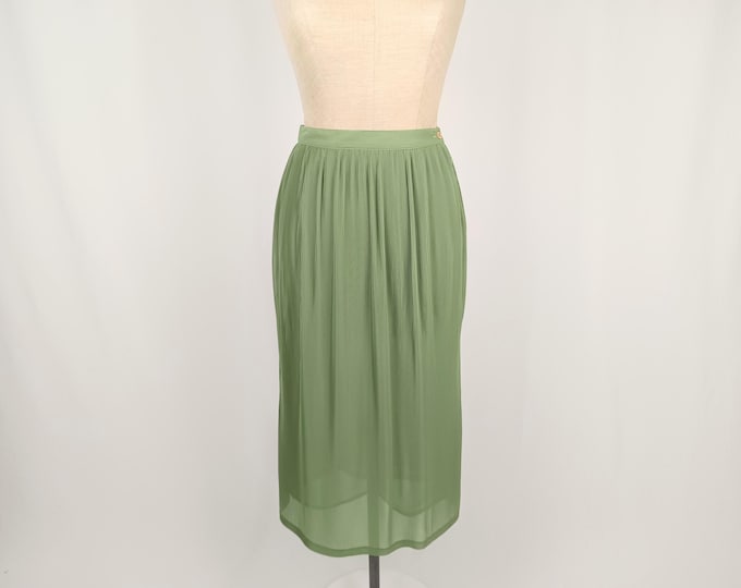 KENZO 80s vintage sage green micro pleated column skirt