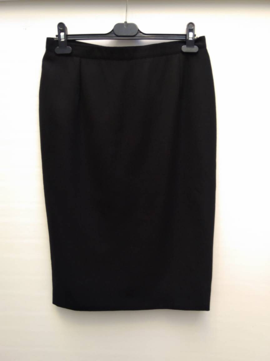 YVES SAINT LAURENT vintage 90s black wool gabardine pencil skirt