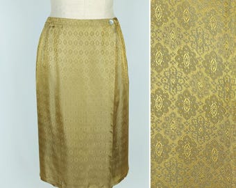 DRIES VAN NOTEN 90s vintage old gold jacquard wrap skirt