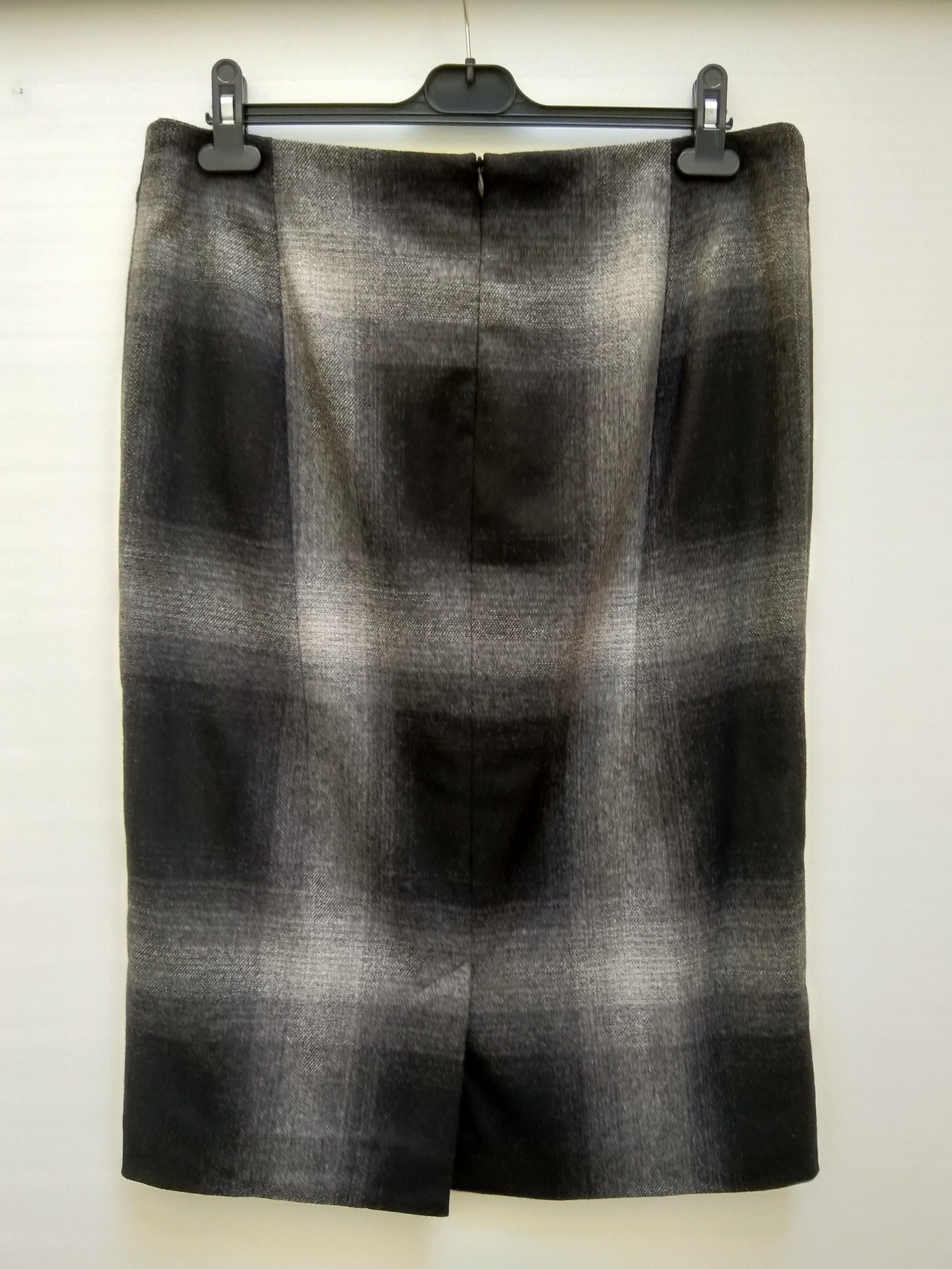 MAX MARA STUDIO pre-owned monochrome plaid wool pencil skirt