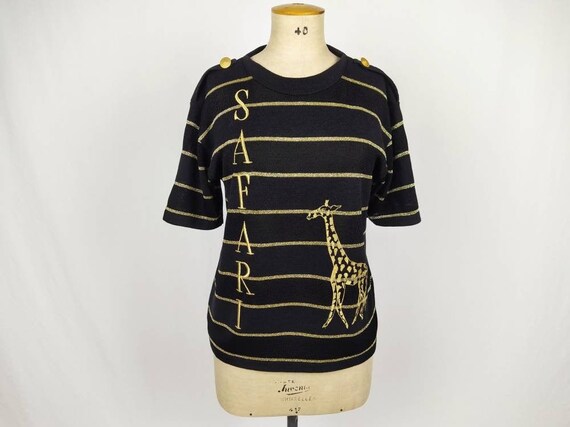 MONDI vintage 80s black and gold lurex knit giraff