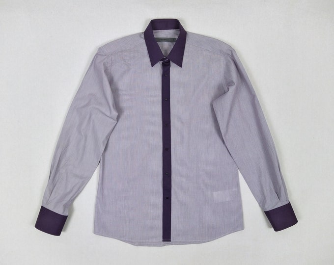 LAGERFELD unworn men's purple micro striped cotton shirt