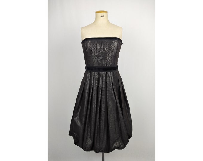CH CAROLINA HERRERA pre-owned black and silver strapless evening dress