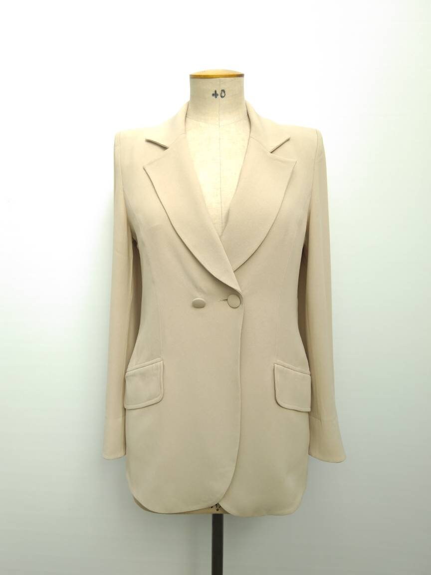 SONIA RYKIEL vintage 90s beige double breasted fitted blazer jacket