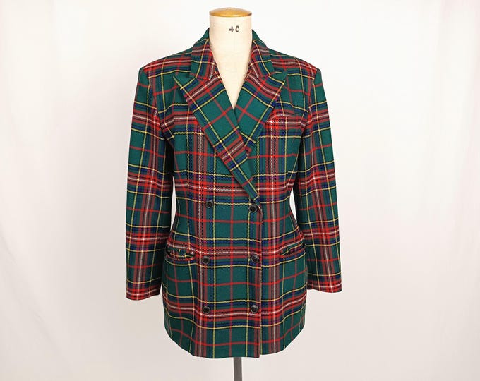 CACHAREL vintage 80s tartan plaid wool blazer