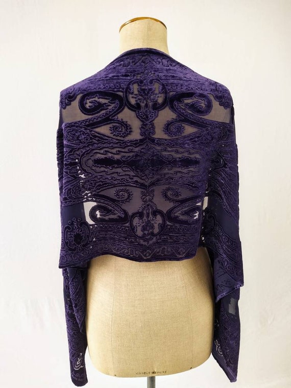 LAURA BIAGIOTTI vintage purple devore velvet stole