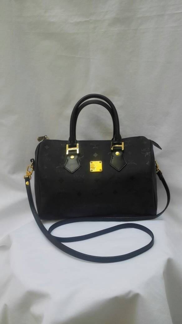 MCM vintage 90s black monogram handbag / Boston speedy bag