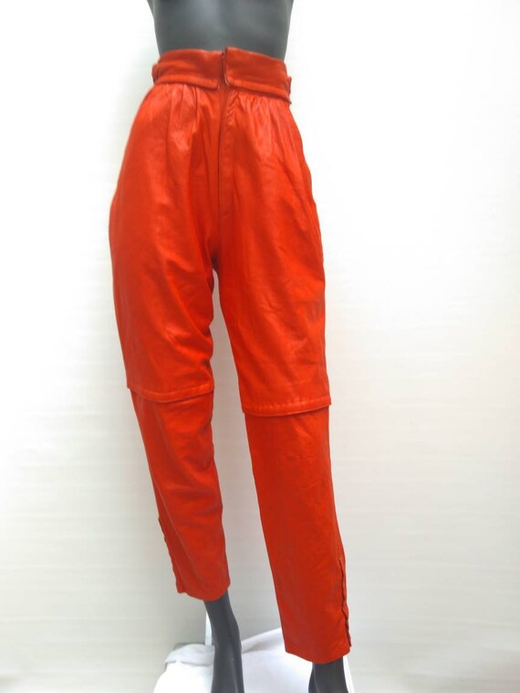 red leather high waisted pants