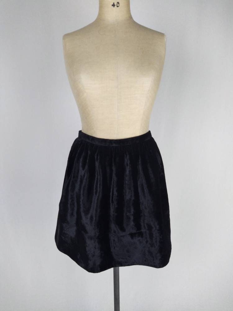 KENZO JUNGLE vintage 80s black lustrous embossed velvet skirt