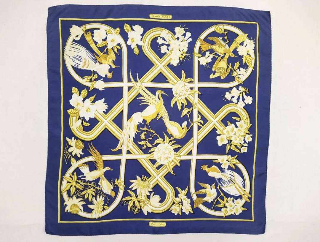 HERMES Vintage Caraibes Silk Twill Scarf 90 Cm Carre - Etsy