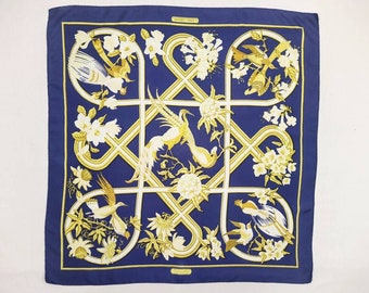 HERMES vintage Caraibes silk twill scarf 90 cm carre