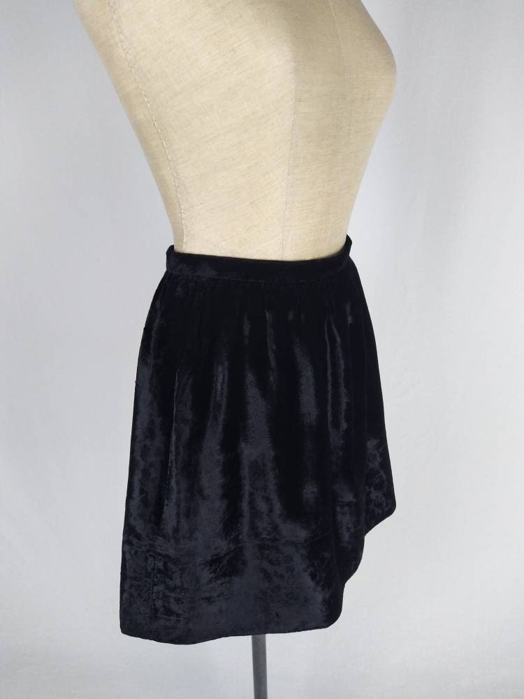 KENZO JUNGLE vintage 80s black lustrous embossed velvet skirt