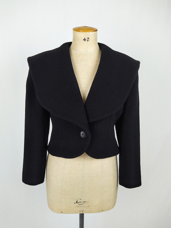 1980s〜90s Christian Dior Wool Coat CHRISTIAN DIOR Vintage 80s-90s Black Wool Jacket With Large