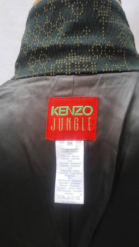 KENZO JUNGLE vintage 90s dark green light coat