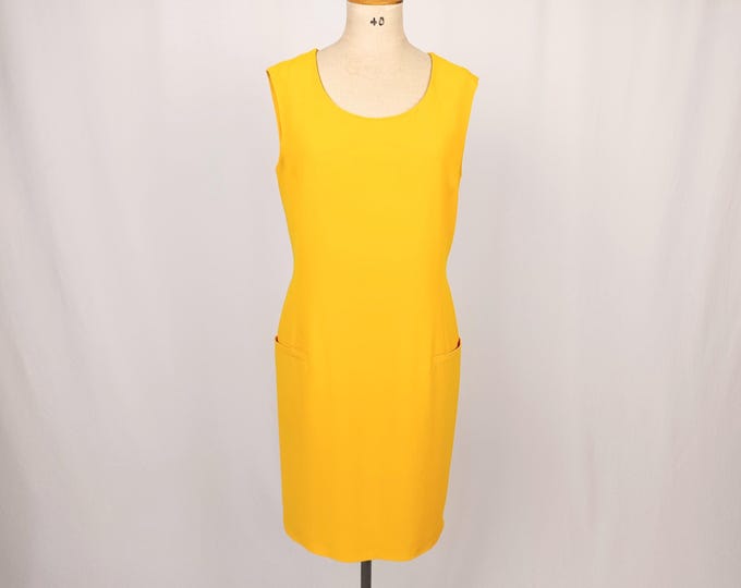 MAX MARA vintage 90s marigold yellow crepe sheath dress