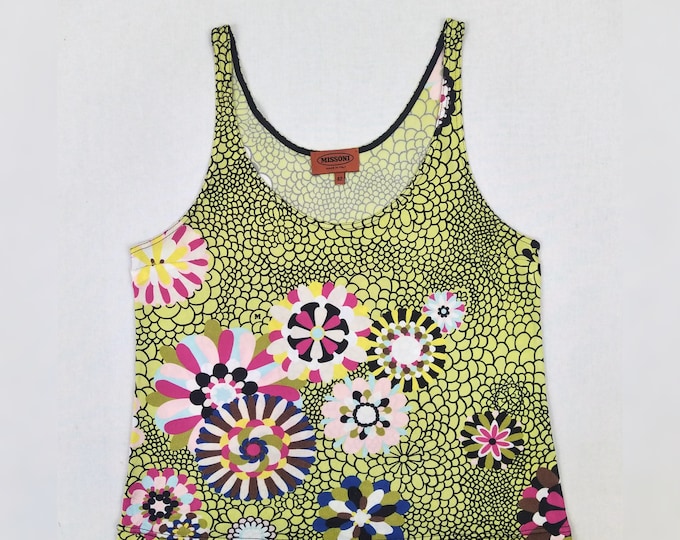 MISSONI pre-owned yellow floral viscose jersey tank top