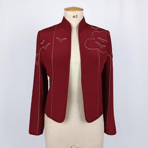LOUIS FERAUD Vintage 80s Wine Red Silk Open Front Jacket - Etsy