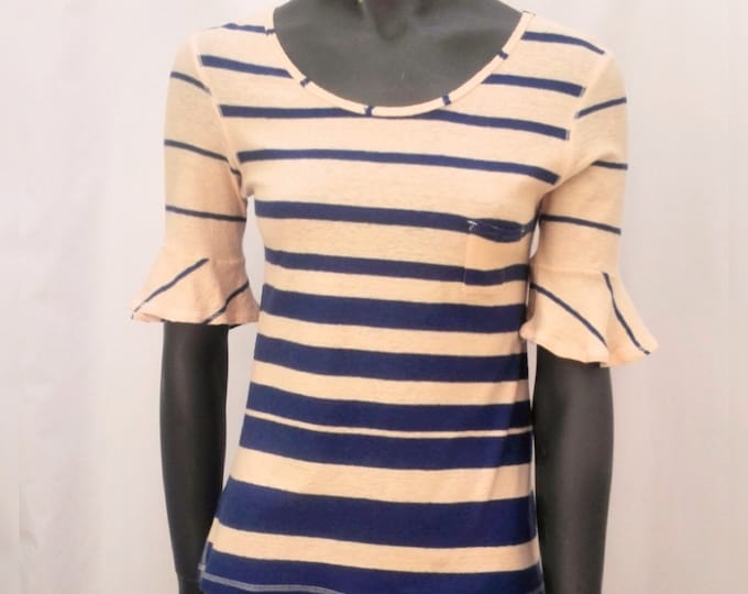 SONIA RYKIEL pre-owned pale peach and blue striped knit top