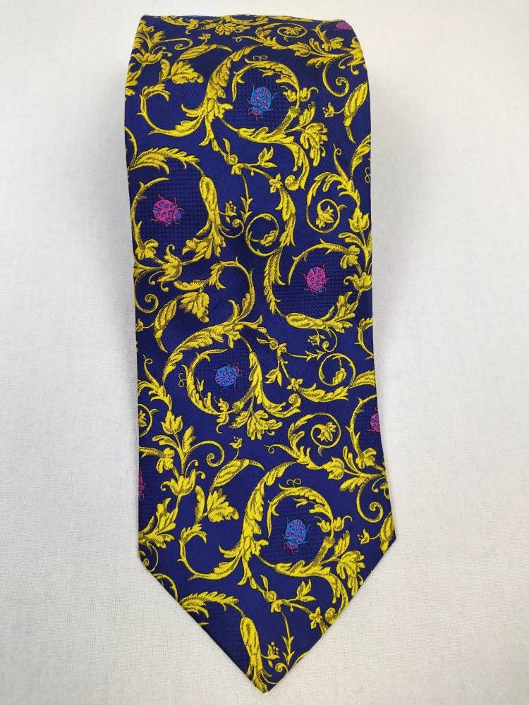 GIANNI VERSACE Vintage 90s Baroque Ladybug Pattern Silk Tie - Etsy