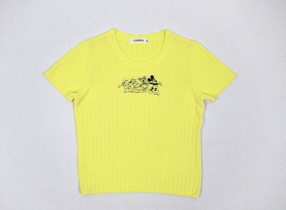 ICEBERG 90s Vintage Mickey Mouse Embroidered Yellow Knit Top - Etsy