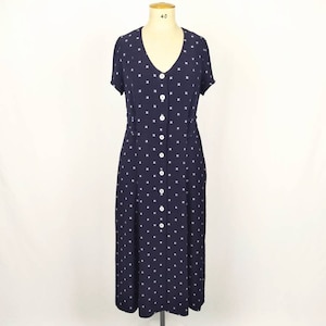 KARL LAGERFELD vintage 90s navy viscose jersey button front dress