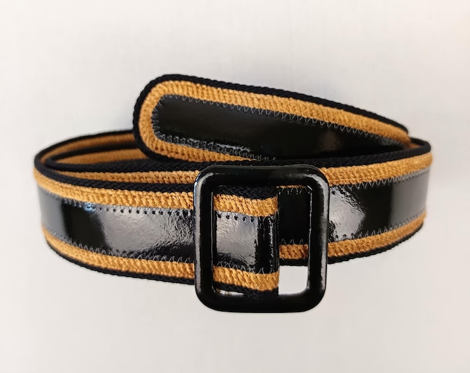 JEAN-LOUIS SCHERRER vintage black patent leather passementerie trim belt