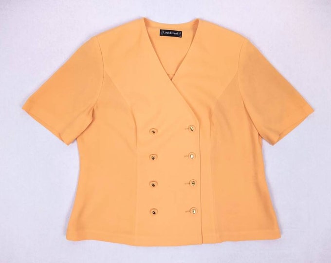 LOUIS FERAUD vintage 80s cantaloupe double breasted top / short sleeved jacket - Plus size