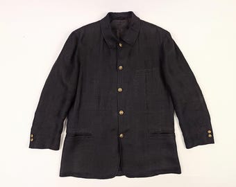 VERSACE V2 vintage 90s black linen sport coat blazer