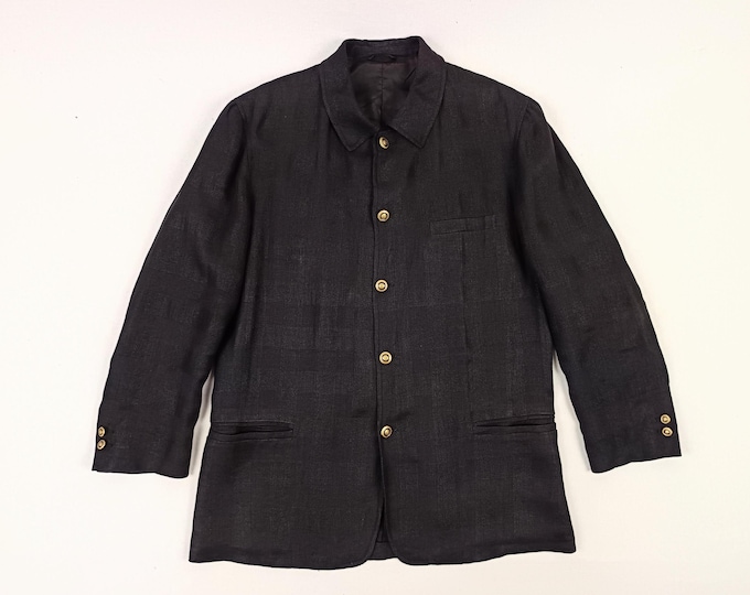 VERSACE V2 vintage 90s black linen sport coat blazer
