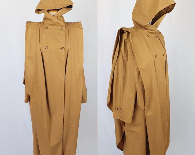 GADDI'S 80s vintage camel cotton caped hooded coat