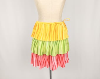 AGNES B vintage 90s tricolor tiered layered cotton skirt