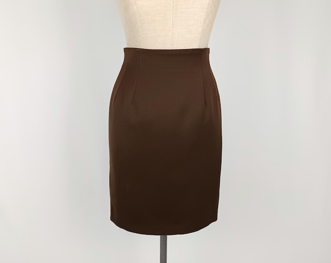 EMMANUELLE KHANH vintage 80s brown wool high waist pencil skirt