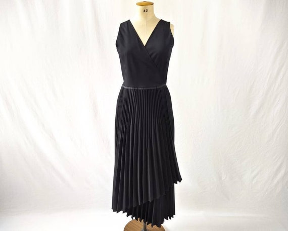 KENZO vintage 90s black pleated wrap dress
