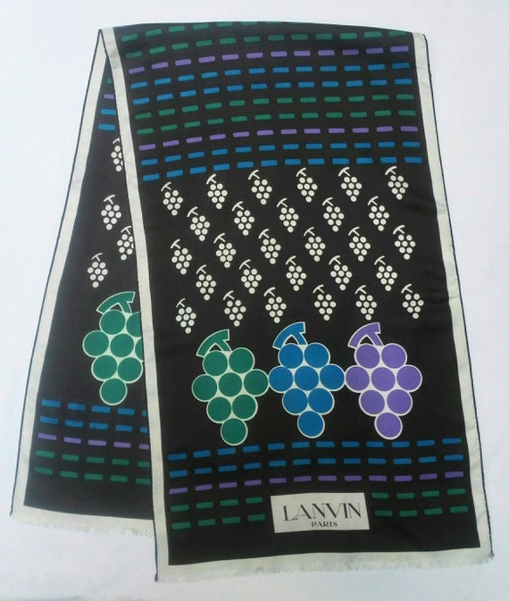 LANVIN vintage grape print silk scarf