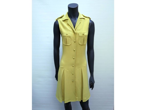 MOSCHINO COUTURE vintage 90s yellow crepe fitted … - image 1